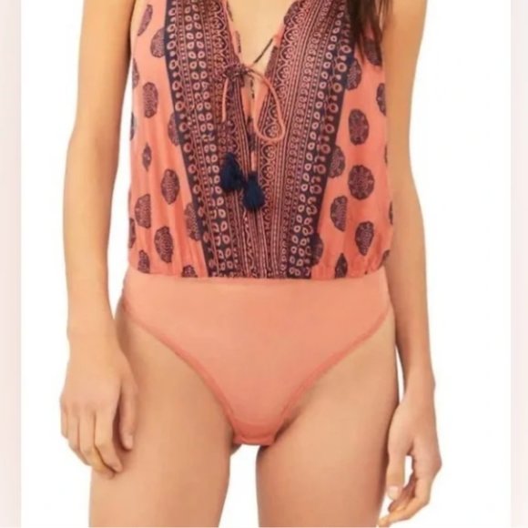 Intimately Free People Soul Of The Sun Boho Bodysuit In Brick Combo. S. NWT! - Picture 6 of 8